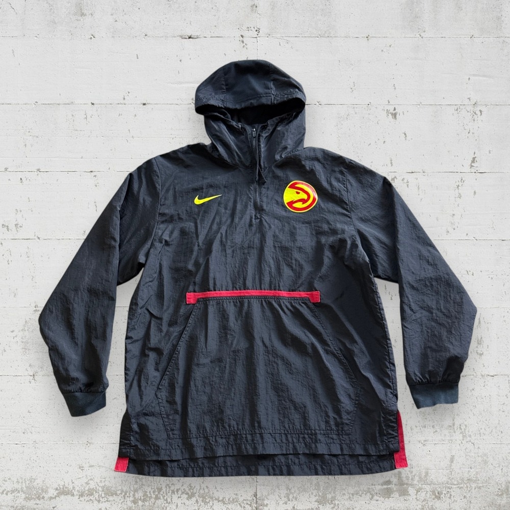 Nike Atlanta Hawks Jacket Mens L Black NBA Basketball Pullover Windbreaker